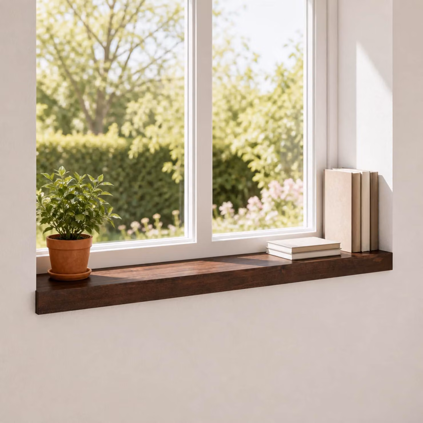 Set di 2 soglie per finestre vidaXL in faggio, colore marrone scuro, L 80 cm x P 20 cm x H 2 cm