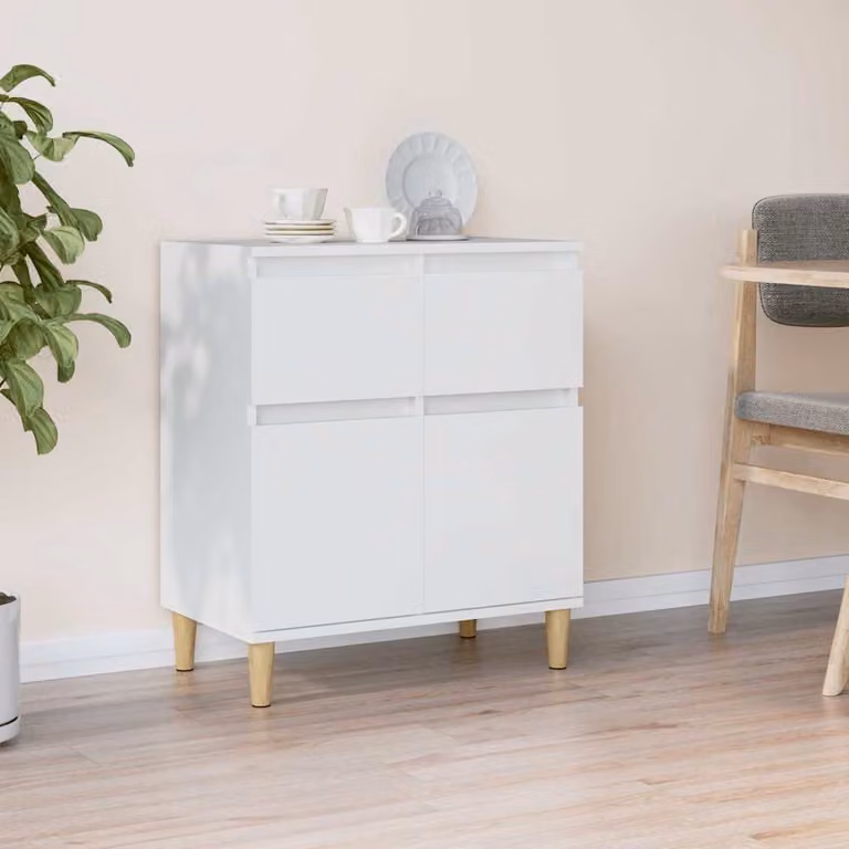Credenza moderna vidaXL bianca in legno e MDF, sospesa, L: 60 cm, P: 35 cm, H: 70 cm