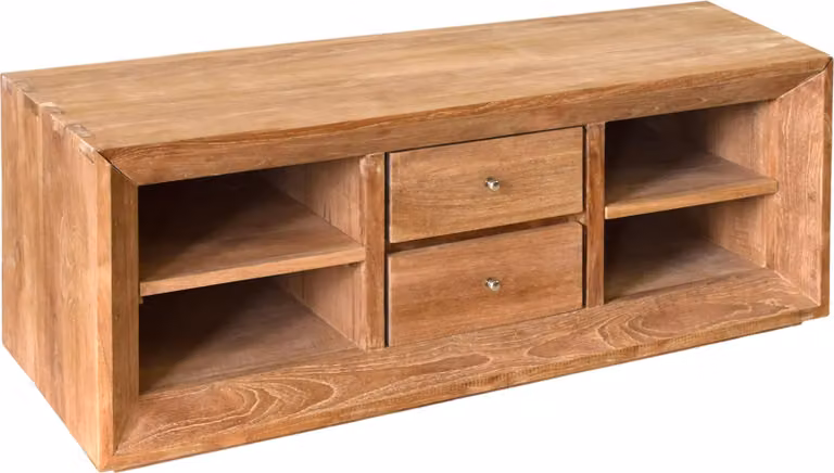 Mobile basso in legno di teak, modello Hammerdal, dimensioni 120x45 cm, realizzato in legno massello e resistente alle intemperie