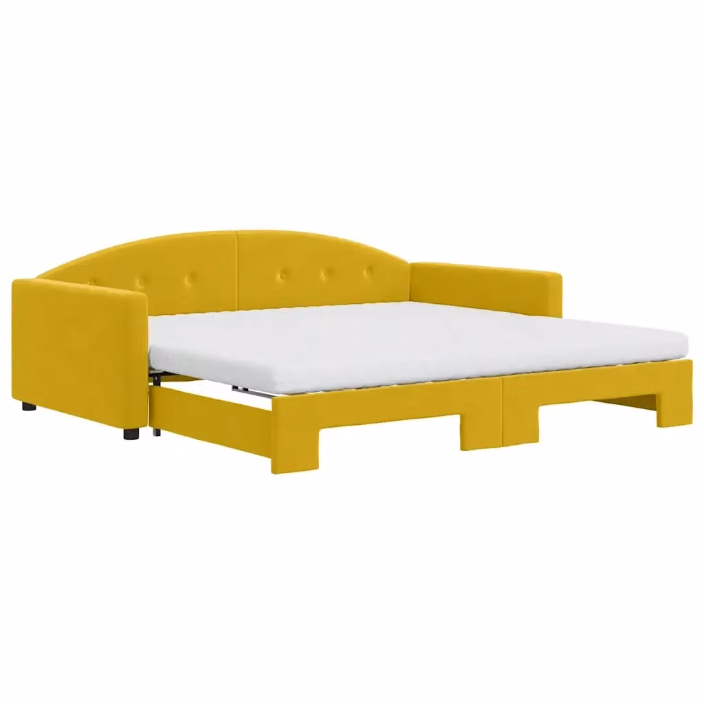 Divano Letto Estraibile vidaXL in Velluto Giallo con Materasso in Schiuma L/P/H: 222 x 110 x 75 cm, Dimensioni Materasso: 100 x 200 cm – 2