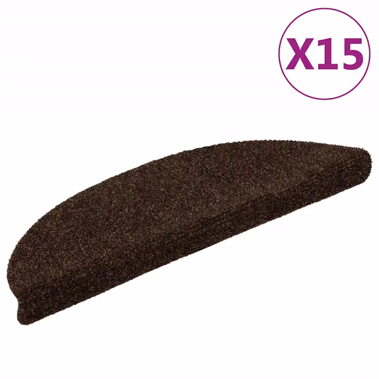 vidaXL Tappetini per scale autoadesivi 15 pz 56x17x3 cm marrone