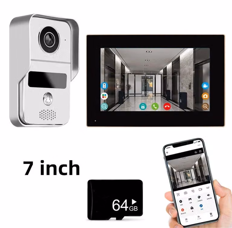 Videocitofono - Campanello intelligente - Videocitofono - Campanello con telecamera - Campanello wireless - Schermo touchscreen da 7 pollici
