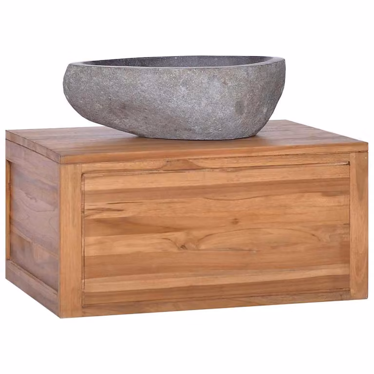 Armadietto da Bagno a Parete vidaXL in Legno di Teak Marrone L: 60 cm, P: 45 cm, H: 30 cm