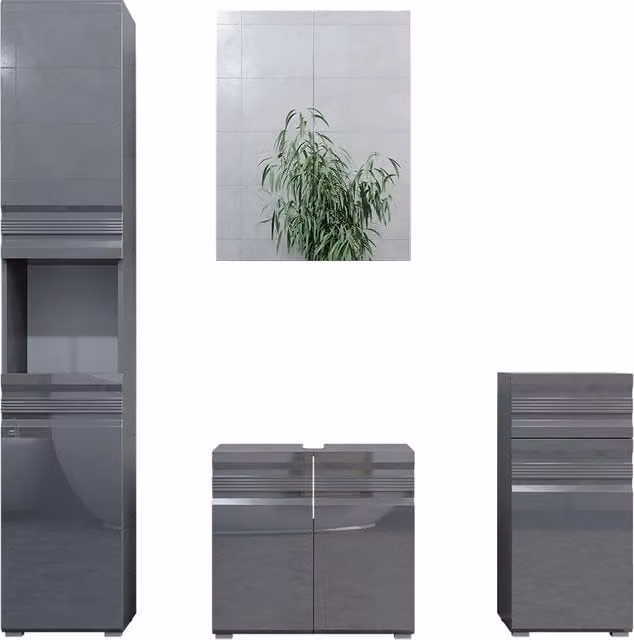 Set mobili bagno Fredd Antracite lucido 4 pezzi Vicco