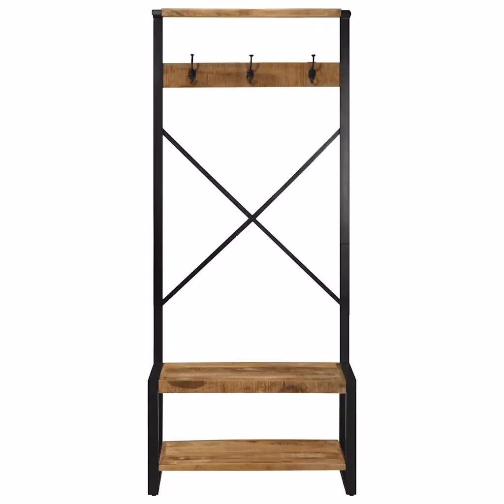 Appendiabiti in legno di mango massello grezzo marrone DESIGN IN L 80 cm, P 40 cm, H 190 cm – 2