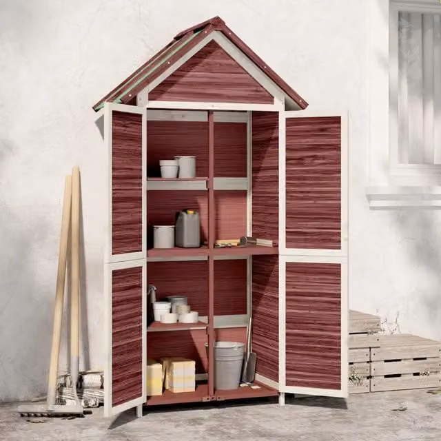 Rimessa da giardino Moka vidaXL in legno massello di pino, L: 89 cm, P: 52,5 cm, H: 175 cm