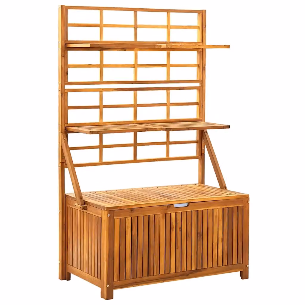 vidaXL Contenitore con Traliccio in Legno di Acacia Marrone, Stile Rustico, L/P/H: 99 x 55 x 160 cm – 2