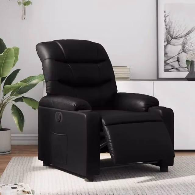 Poltrona Reclinabile Elettrica vidaXL in Similpelle Nera con Braccioli e Funzione Auto-Return