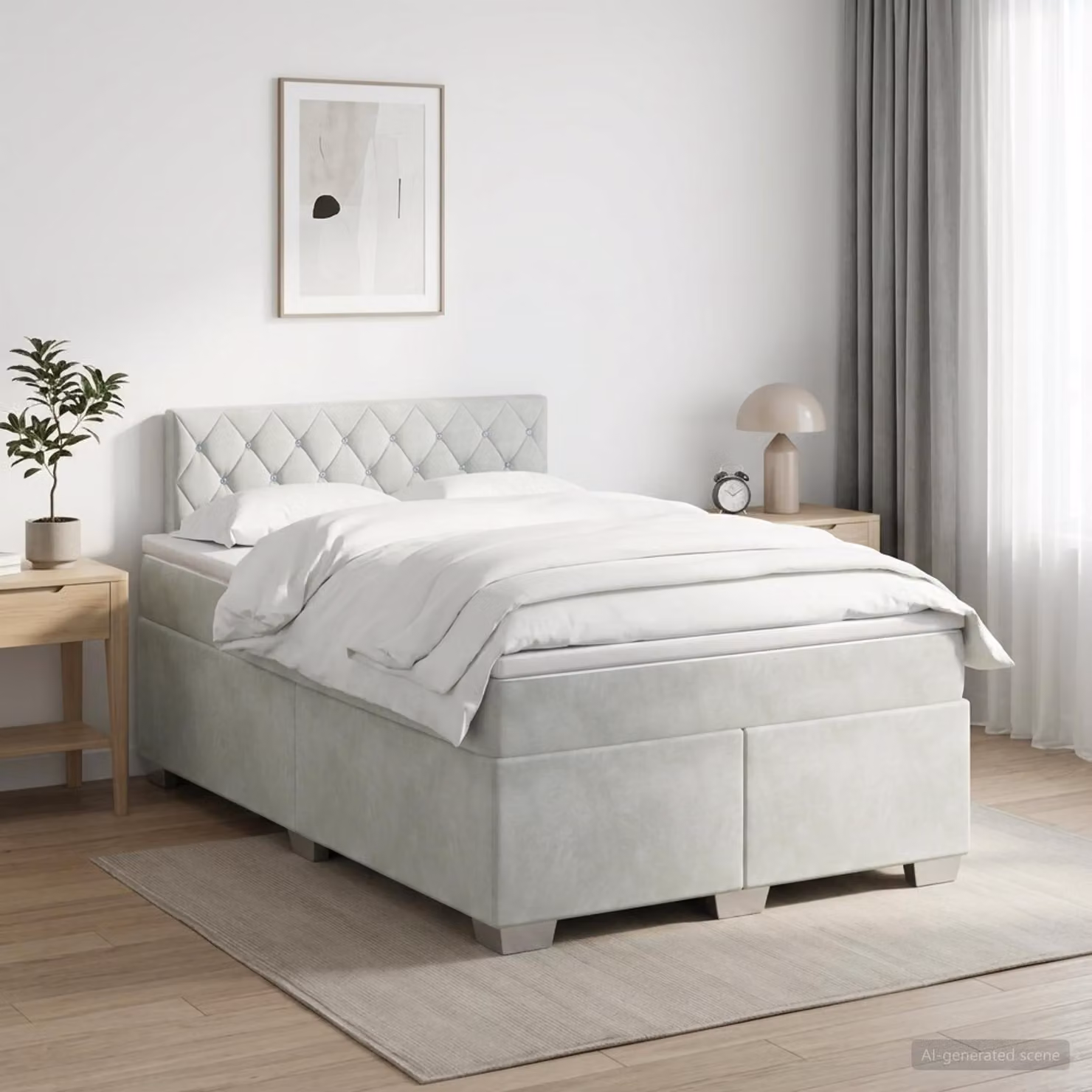 Maison Exclusive - Letto boxspring con materasso grigio chiaro 120 x 190 cm velluto