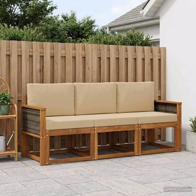 Set di divani da esterno 3 pz Naturale 3384949