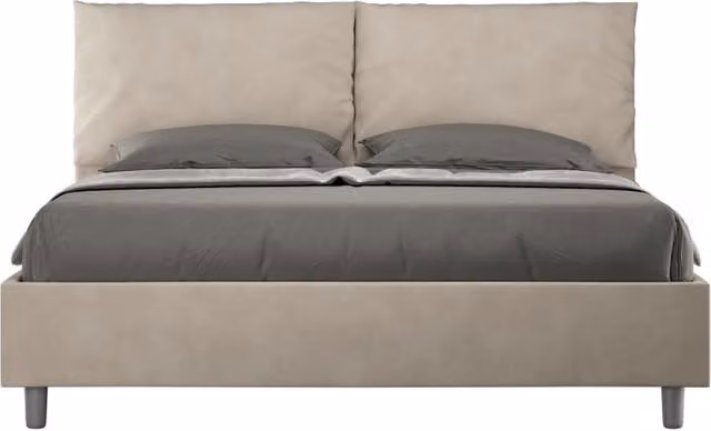 Letto matrimoniale imbottito Ityhome Antea in microfibra con contenitore a sollevamento, colore sabbia, L/P/H: 160 x 200 x 110 cm – 1
