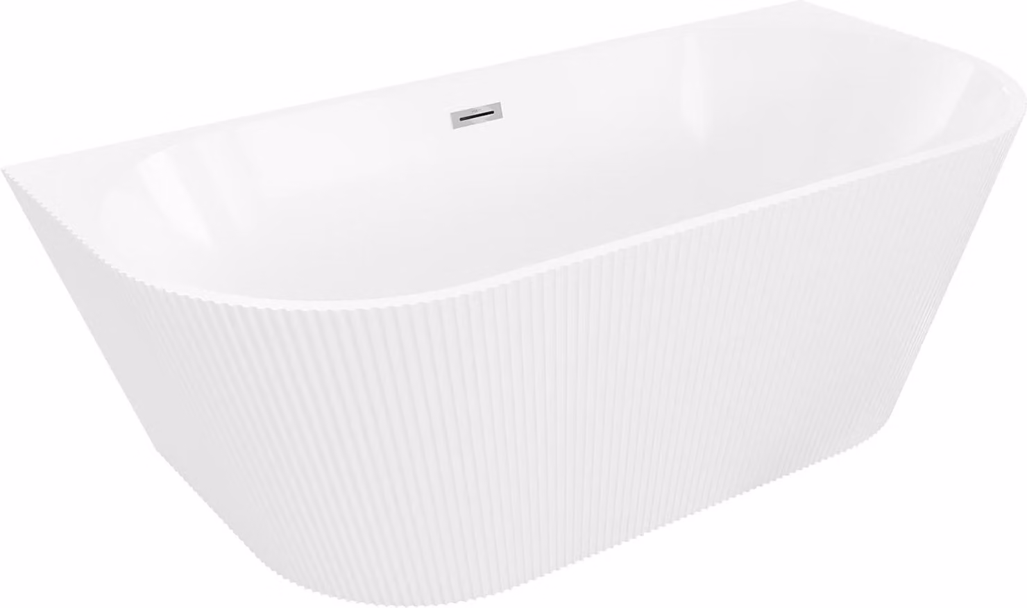 Mexen Oris vasca autoportante a parete scanalata 170 x 80 cm, bianca, troppopieno cromato - 52871708000-01