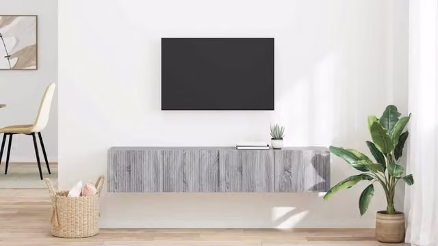 Set di 2 mobili TV da parete vidaXL in legno grigio Sonoma, design moderno per soggiorno, L 60 cm x P 31 cm x H 29,5 cm