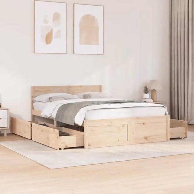 Letto senza Materasso 140x190 cm in Legno Massello di Pino 3282354