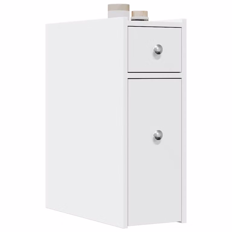 Armadietto da bagno vidaXL bianco con ruote e ripiani interni in legno e MDF L/P/H: 20 x 21,5 x 60 cm