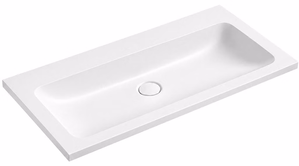 Lavabo in marmo composito Amati - senza troppofilo - bianco opaco - 80,5x46,5 cm