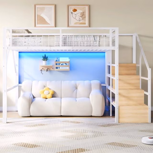 letto a castello metallo bianco 145.5 x 252 cm