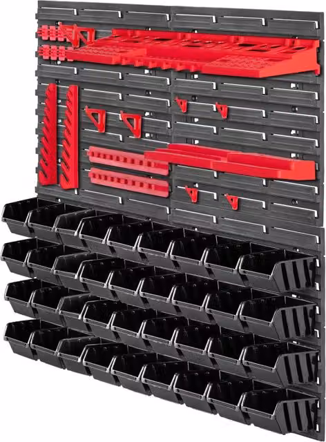Pannello portautensili da parete KADAX per officina e garage, nero e rosso, L 78 cm x H 78 cm