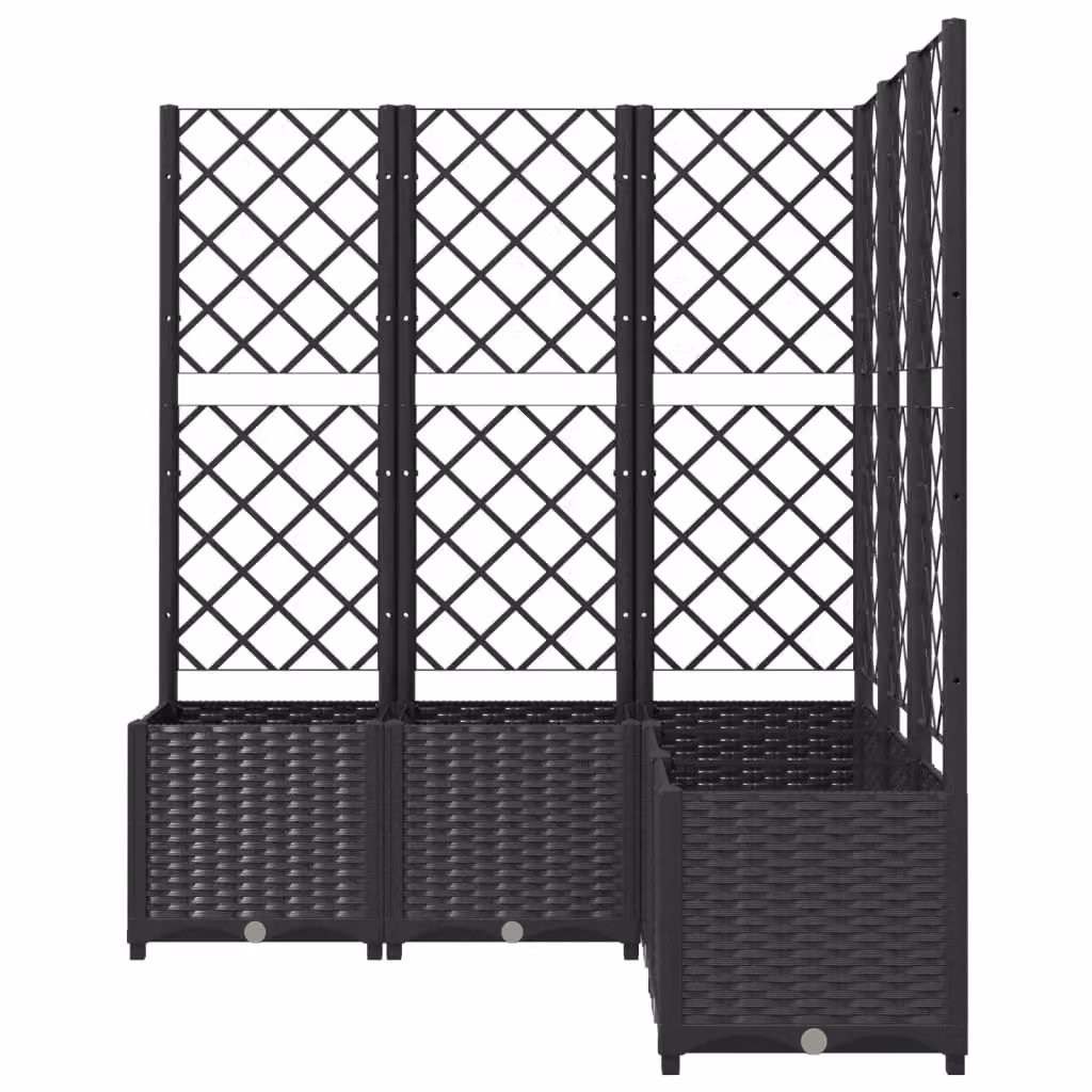Fioriera rialzata con traliccio per piante rampicanti in plastica nera L/P/H: 120 x 120 x 136 cm – 2