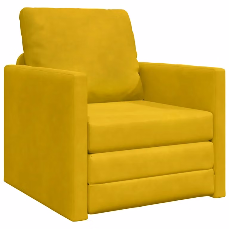 Divano letto vidaXL in velluto giallo L: 74 cm, P: 77 cm, H: 81 cm