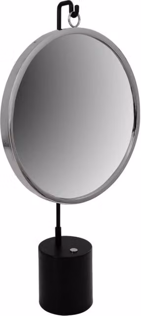 Specchio da tavolo Eleganca in metallo nero e argento