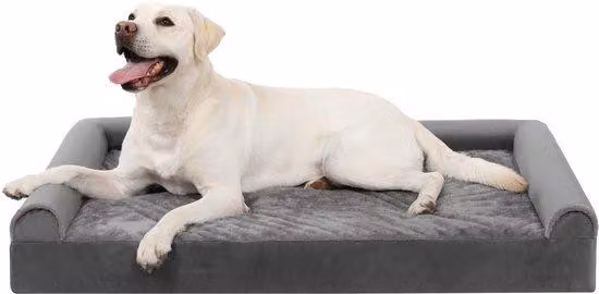 Lettino ortopedico per cani XL-Grijs 111x81x18 cm, lettino con 3 bordi rialzati, fondo antiscivolo, rivestimento lavabile e sfoderabile