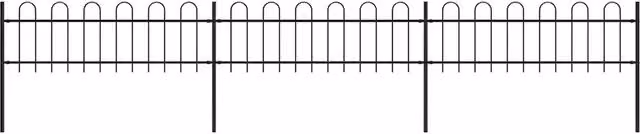 Recinzione da giardino vidaXL in acciaio con parte superiore ad anello, colore nero, L: 504 cm, H: 60 cm