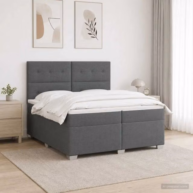 Letto box spring vidaXL con materasso a molle insacchettate e base contenitore, Grigio, 200 x 200 cm