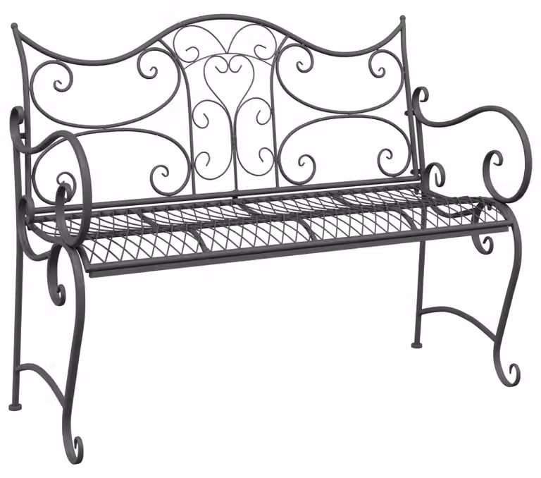 Panca da giardino, 2 posti, dimensioni 114 x 56,5 x 90 cm, acciaio
