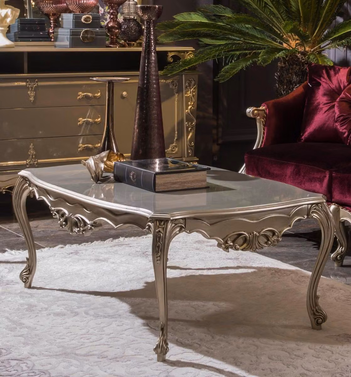 Silberner Couchtisch Beistelltisch Kaffeetisch Design Tisch Wohnzimmer Tische