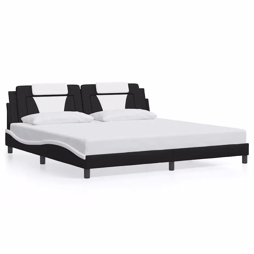 Giroletto Viana vidaXL in similpelle bianco e nero senza materasso L/P/H: 200 x 200 x 74,5 cm – 2