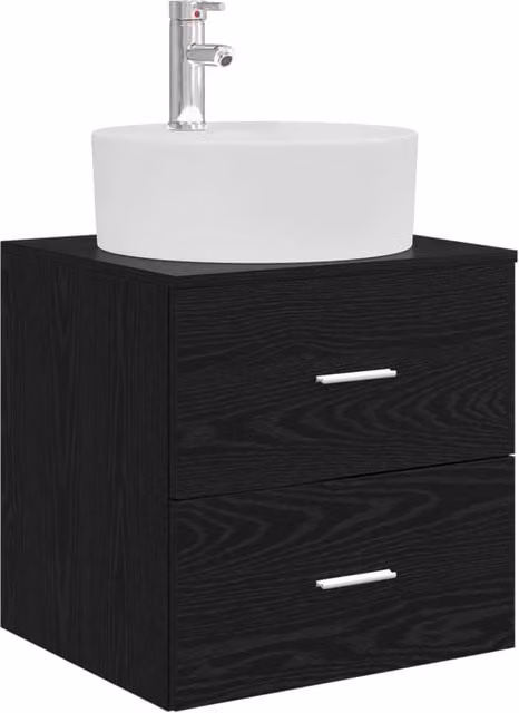 Mobile Lavabo | Armadio Lavabo da Parete Rovere Nero 49,5 x 44,5 x 65 cm