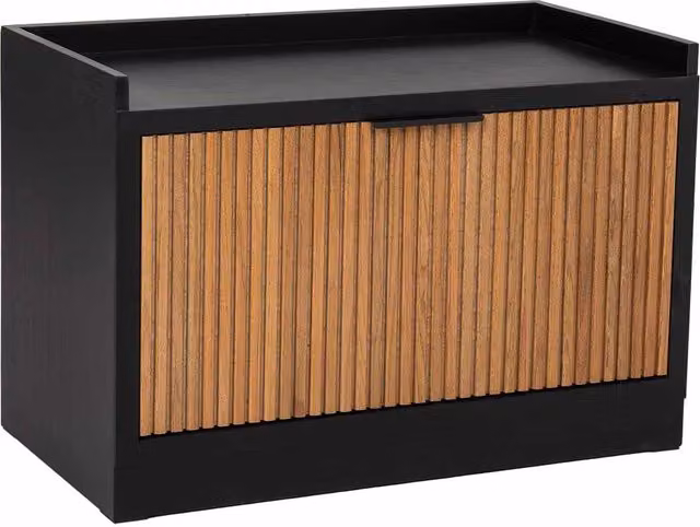 Sgabello porta scarpe Wanderlust Deco in legno e metallo nero e marrone L: 80 cm, P: 38 cm, H: 53 cm