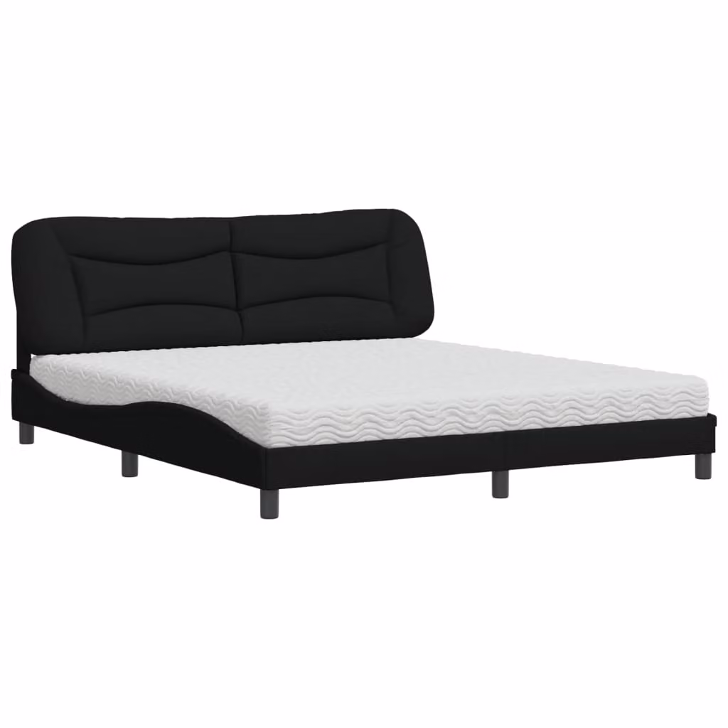 Letto con Materasso Hvar Nero 180x200 cm in Tessuto
