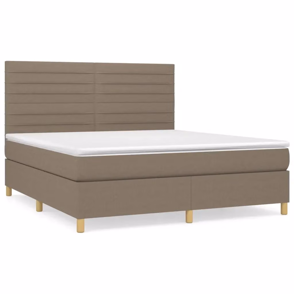 Letto Ibrido con Giroletto a Molle e Materasso vidaXL in Tessuto Beige e Bianco L/P/H: 160 x 200 x 128 cm – 2