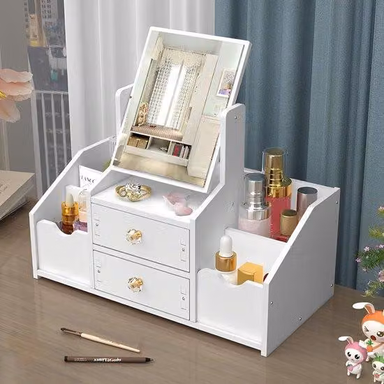 Toeletta - Organizer per trucchi e gioielli - Con cassetti e specchio per la camera da letto