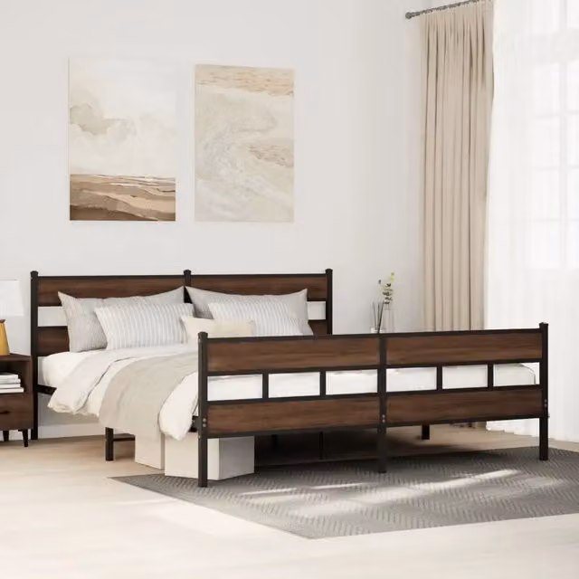 Giroletto vidaXL in metallo e legno color rovere marrone L/P: 180 x 200 cm
