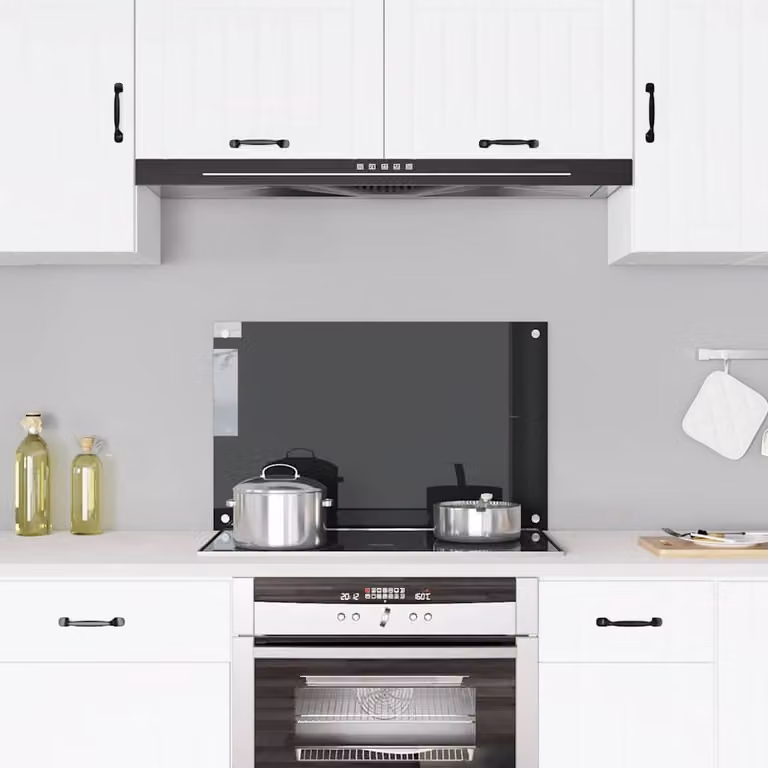 Paraschizzi per cucina Outsunny in vetro temperato nero L: 80 cm, P: 50 cm