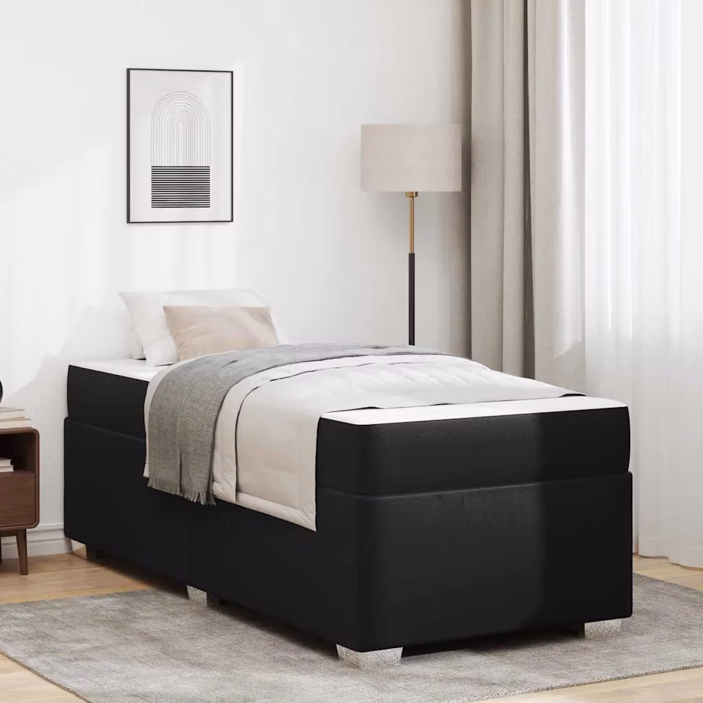 Struttura letto moderna vidaXL con materasso in tessuto nero L/P/H: 200 x 90 x 47 cm – 1