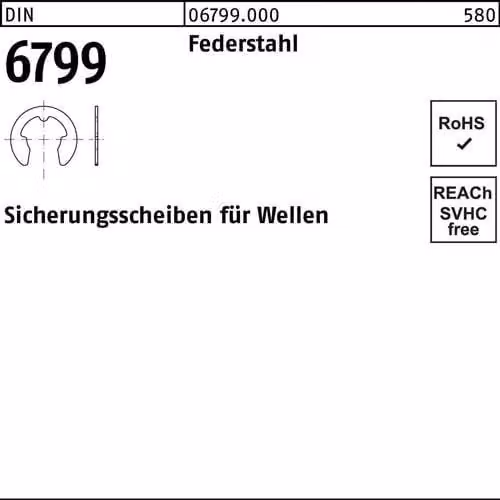 Rondelle di sicurezza Reyher DIN 6799 in acciaio per molle 8 067990009080000 (250 pezzi)