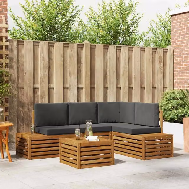 5 pz Set di divani da esterno Naturale e Antracite 3375447