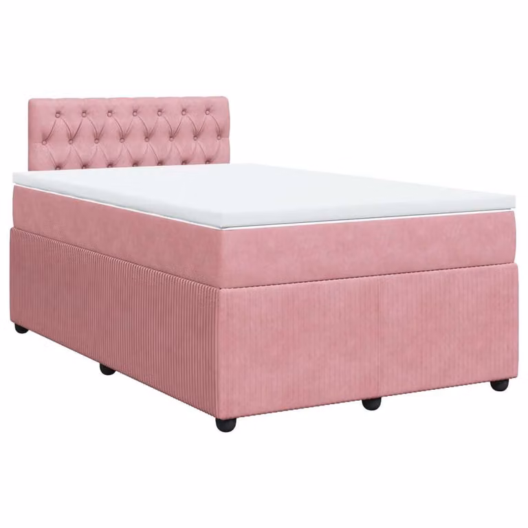 Giroletto a Molle con Materasso Rosa 120x190 cm in Velluto