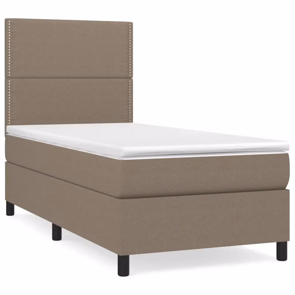 Letto Ibrido con Giroletto a Molle e Materasso vidaXL in Tessuto Beige e Bianco L/P/H: 100 x 200 x 40 cm – 2