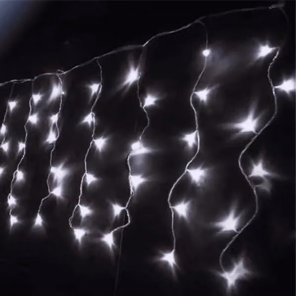 Illuminazione per tende, luce bianca fredda, dimensioni 5 m x 0,4 m, alimentata con 3 batterie AA