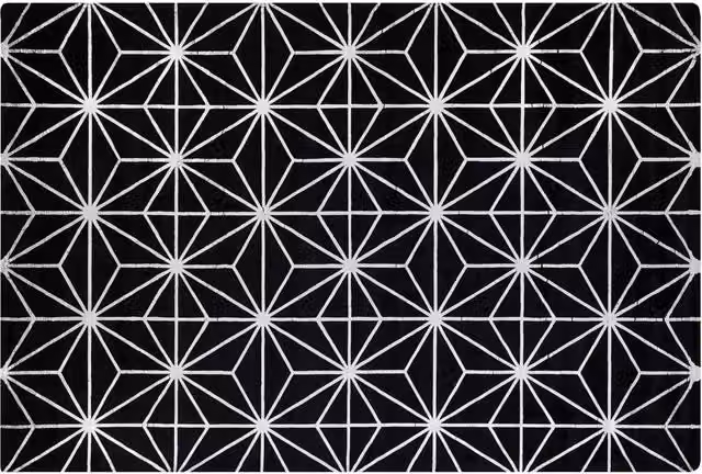 Tappeto Beliani Nero e Argento con Motivo Geometrico in Viscosa e Cotone per Soggiorno e Camera da Letto L: 200 cm, P: 140 cm