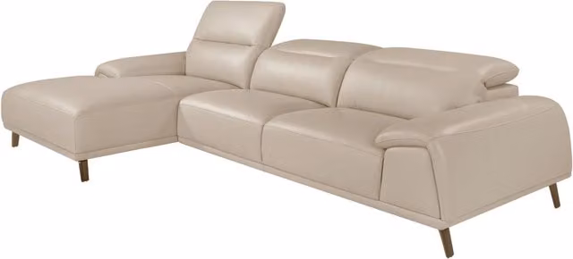Divano chaise longue sinistro in pelle grigio tortora