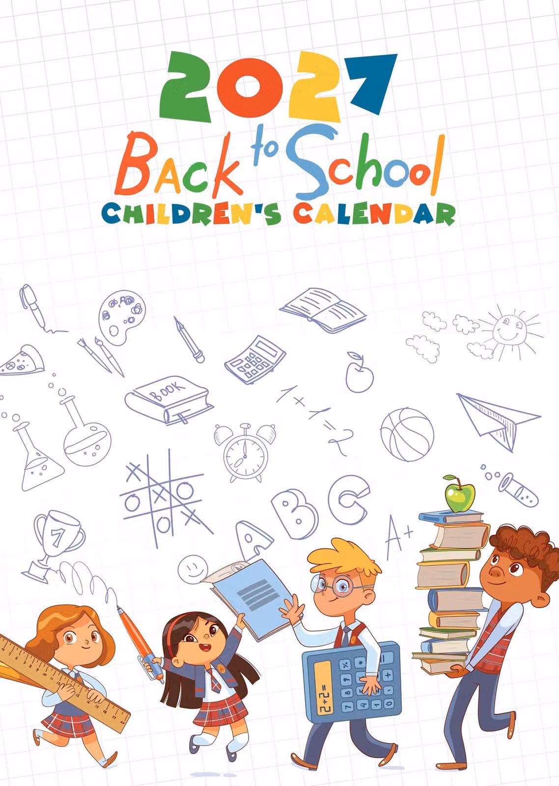 Calendario da parete formato A3 per bambini, anno 2027