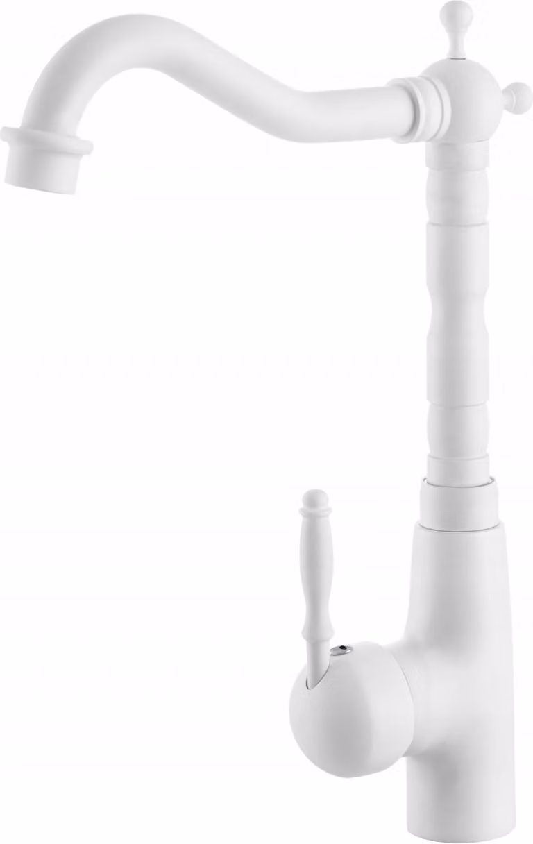 Granitan - Miscelatore cucina - Rubinetto cucina altezza 30 cm - Miscelatore lavello bianco - RETRO