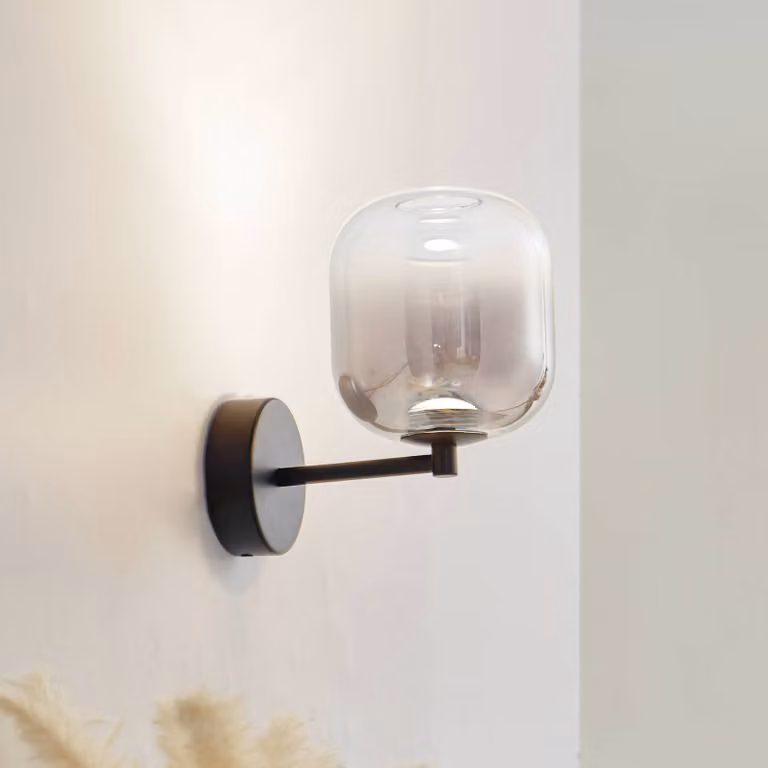 Applique da parete a LED Avelina Lucande, Nero, Soggiorno / Sala da pranzo, Vetro, Moderno, Applique a LED
