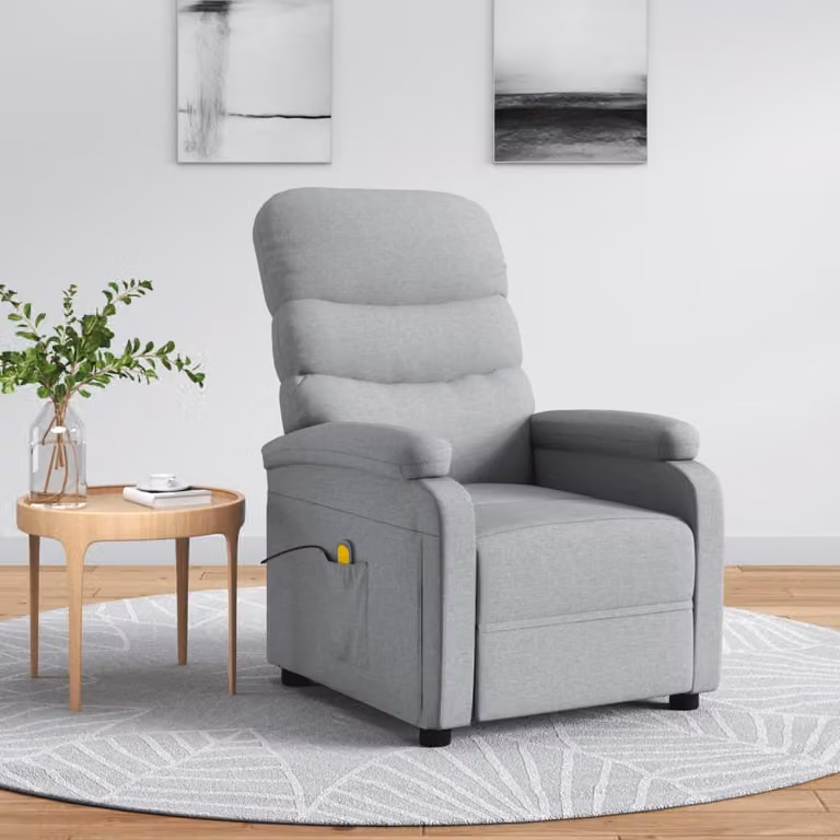 The Living Store poltrona massaggiante in tessuto grigio chiaro